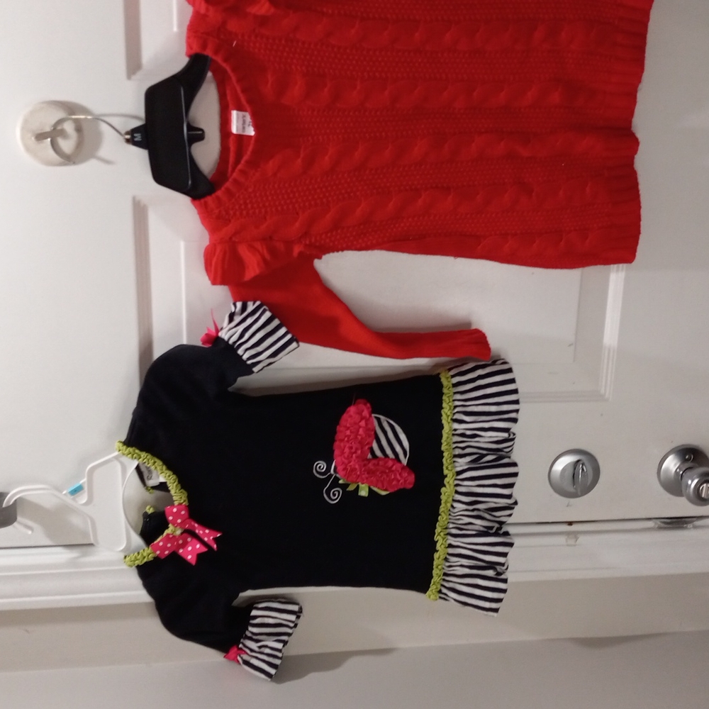 Carters Red Knit Dress and Black Dress Size 2